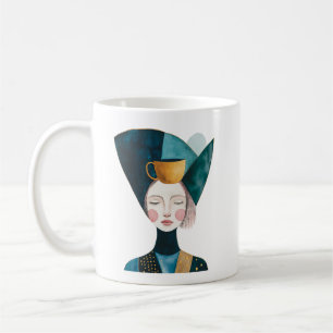 Caneca De Café Abstrato, Design de retrato fêmea