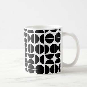 Caneca De Café Abstrato do círculo negro moderno do século méd