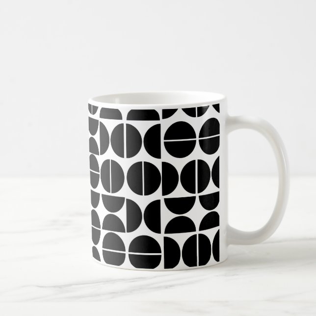 Caneca De Café abstrato do círculo negro moderno do século médio (Direita)