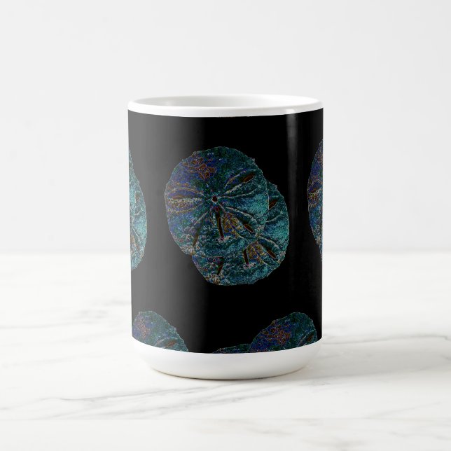 Caneca De Café Abstrato do Dólar de areia, Artsy Blue Black Gift  (Centro)
