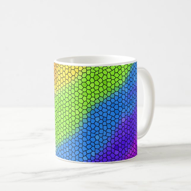 Caneca De Café Abstrato do Mosaico - Design do arco-íris - (Frente Esquerda)