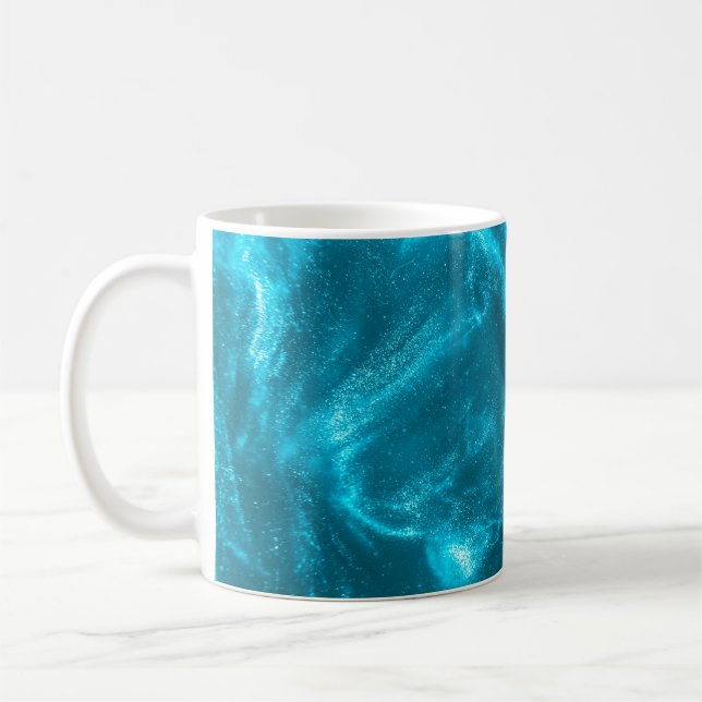 Caneca De Café Abstrato elegante brilho azul de menta (Esquerda)