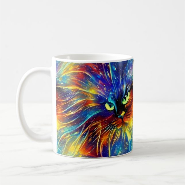 Caneca De Café Abstrato elegante, salpicos de Gato sem costura (Esquerda)