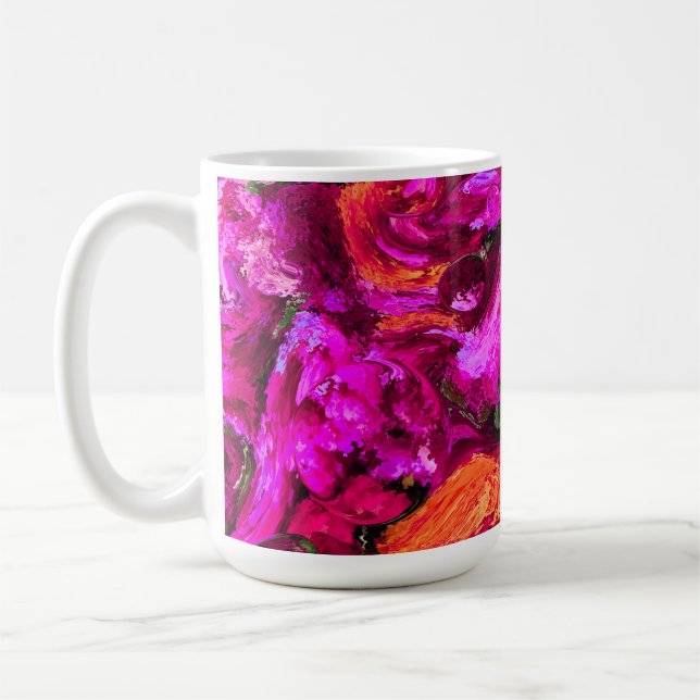 Caneca De Café Abstrato em Púrpuras, Laranjas e Verdes (Esquerda)