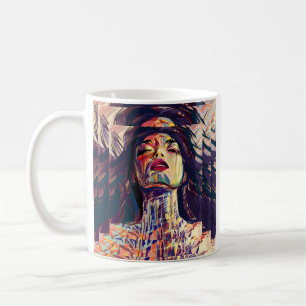 Caneca De Café Abstrato Expressiva Mulher