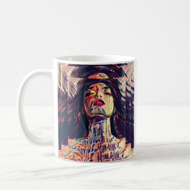 Caneca De Café Abstrato Expressiva Mulher (Esquerda)