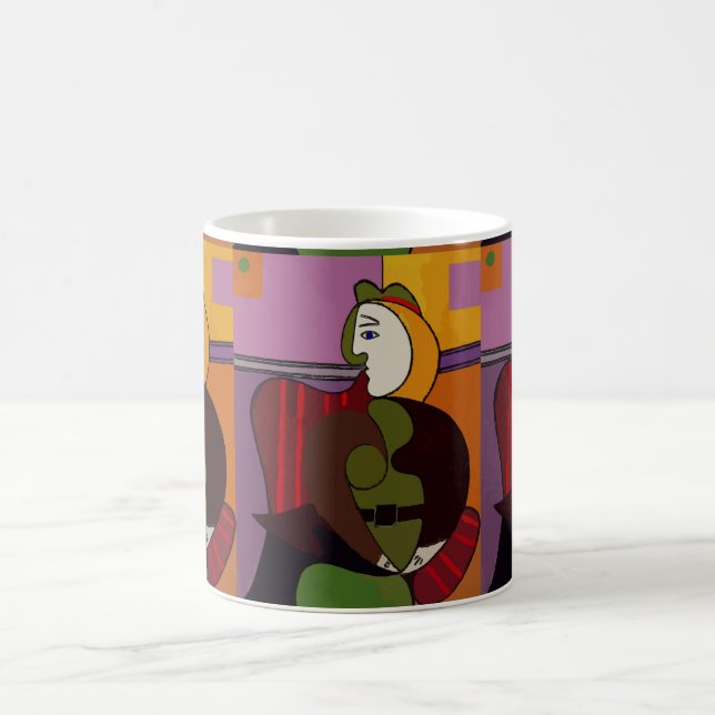 Caneca De Café Abstrato Faces, adicionar texto, (Centro)