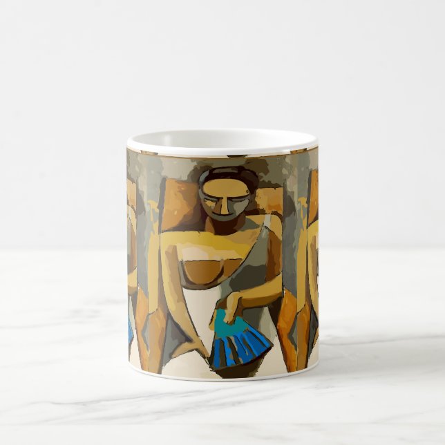 Caneca De Café Abstrato Faces, adicionar texto, (Centro)