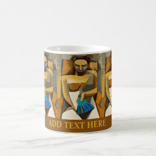 Caneca De Café Abstrato Faces, adicionar texto, Coffee Mug
