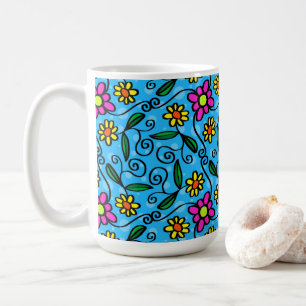 Caneca De Café Abstrato Floral Café Mug
