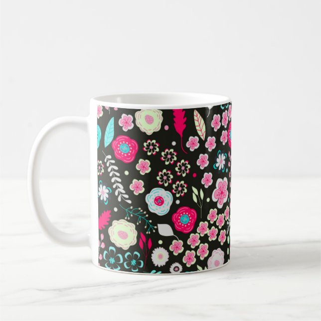 Caneca De Café Abstrato Floral Moderno (Esquerda)