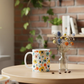 Caneca De Café Abstrato Floral Patterno Colorida