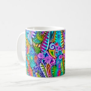 Caneca De Café Abstrato forma a arte 9 muito colorida