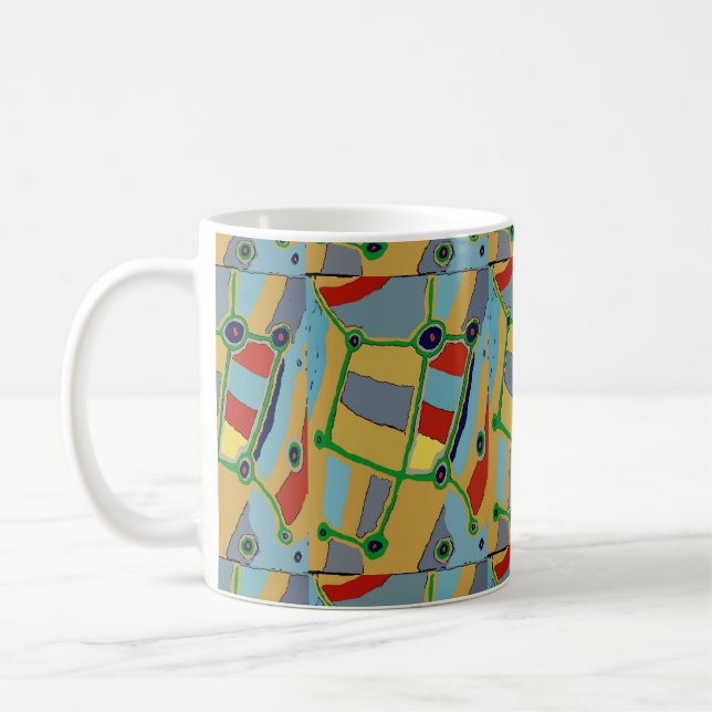 Caneca De Café Abstrato Formas, Estilo Matisse, adicionar texto, (Esquerda)