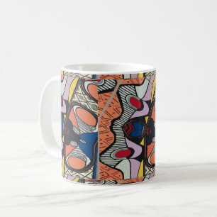 Caneca De Café Abstrato Formas, Estilo Matisse, adicionar texto,