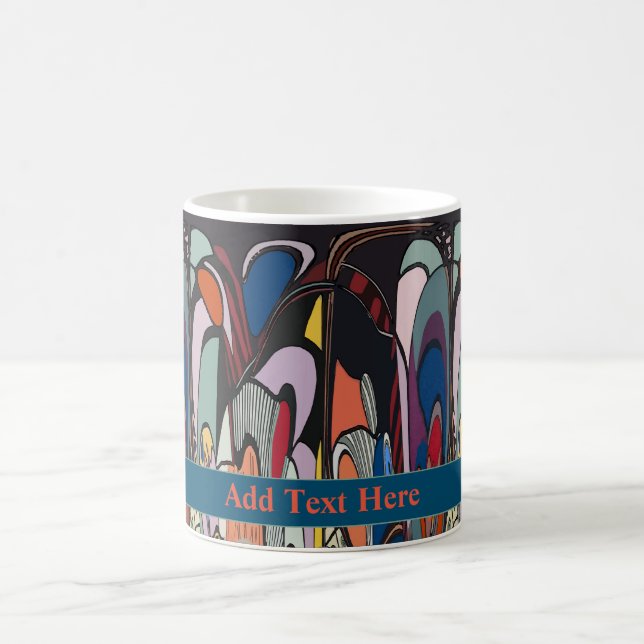 Caneca De Café Abstrato Formas, Estilo Matisse, adicionar texto,  (Centro)