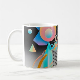 Caneca De Café Abstrato geométrica vibrante e branca