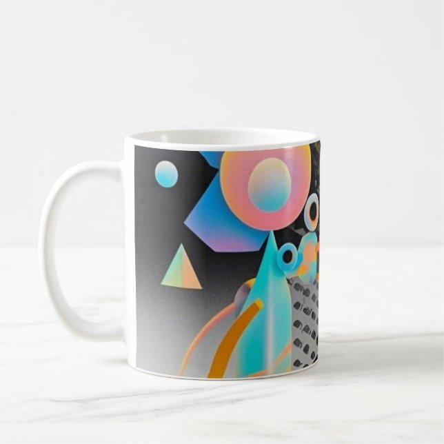 Caneca De Café Abstrato geométrica vibrante e branca (Esquerda)