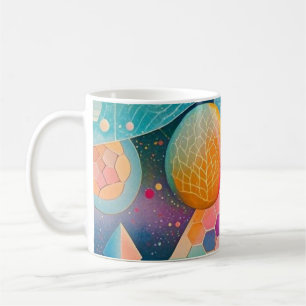 Caneca De Café Abstrato geométrica vibrante e branca