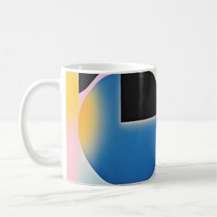 Caneca De Café Abstrato geométrica vibrante e branca