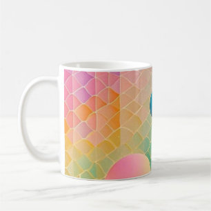 Caneca De Café Abstrato geométrica vibrante e branca