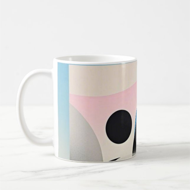 Caneca De Café Abstrato geométrica vibrante e branca (Esquerda)