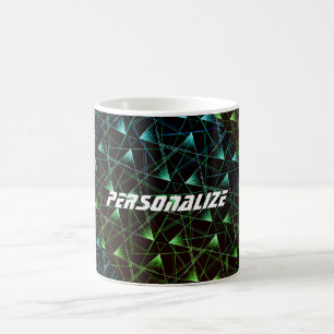 Caneca De Café Abstrato Geométrico de Padrão Azul Preto Personali