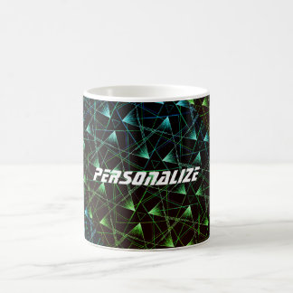 Caneca De Café Abstrato Geométrico de Padrão Azul Preto Personali