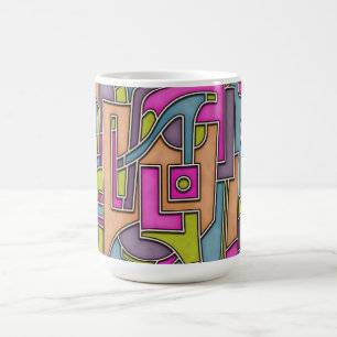 Caneca De Café Abstrato Geométrico Mod dos Anos 60 Colorido