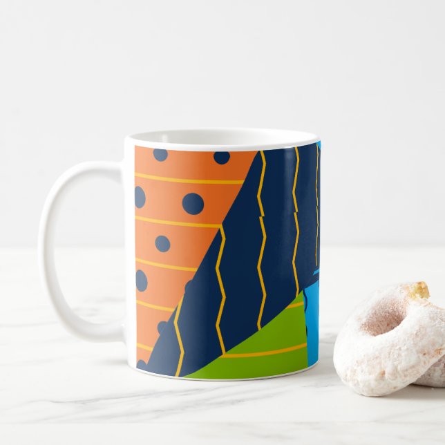 Caneca De Café Abstrato Geométrico Ousado (Com Donut)
