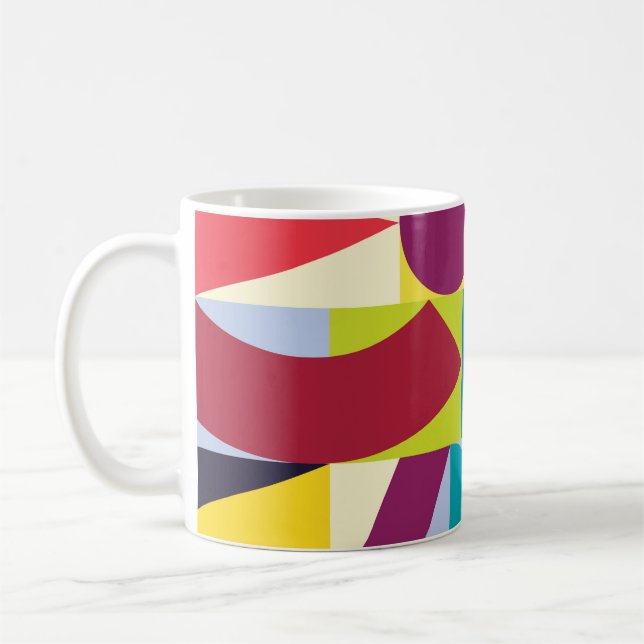 Caneca De Café Abstrato Geométrico: Padrão Vintage Invisível. (Esquerda)