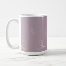 Caneca De Café Abstrato Ginkgo Biloba Rosa Botânica Dourado