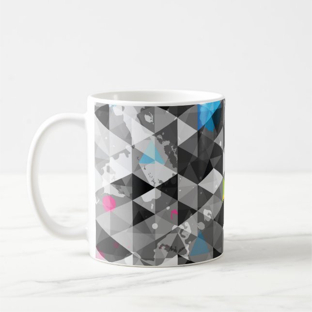 Caneca De Café Abstrato grunge triângulos: padrão perfeito. (Esquerda)