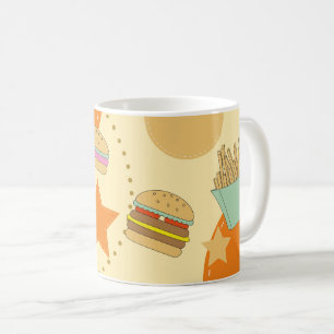 Caneca De Café Abstrato Hamburger, Fries e Conjunto de Bebidas De