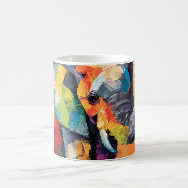 Caneca De Café Abstrato Happy Rainbow Elephant (Centro)
