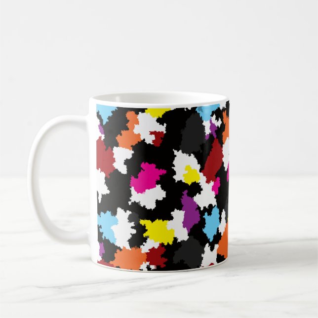 Caneca De Café Abstrato Irregular Colorida Preta (Esquerda)