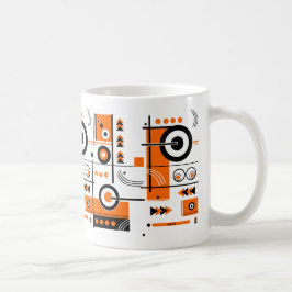 Caneca De Café Abstrato Laranja e Black Tech-Inspirado