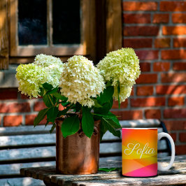 Caneca De Café Abstrato laranja magenta, cor-de-rosa, geométrico 