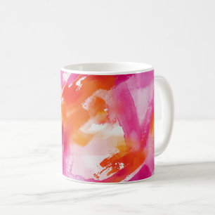 Caneca De Café Abstrato Laranja Rosa-Cor-de-Água