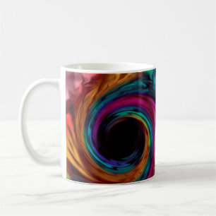 Caneca De Café Abstrato líquido espiral cores escuras brilhantes