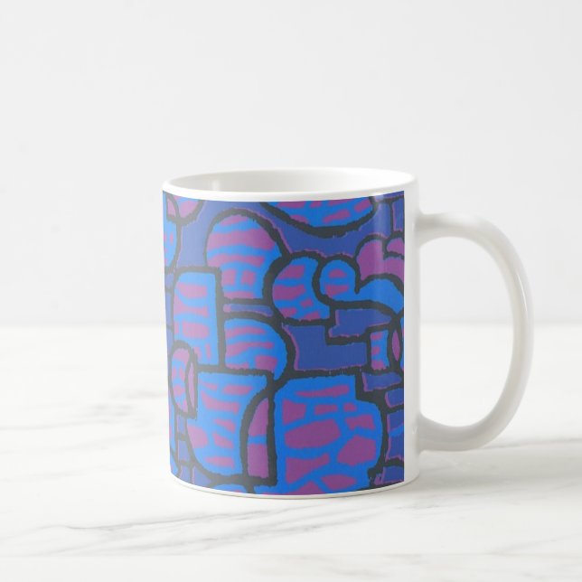 Caneca De Café Abstrato Magenta - Mug de café azul (Direita)