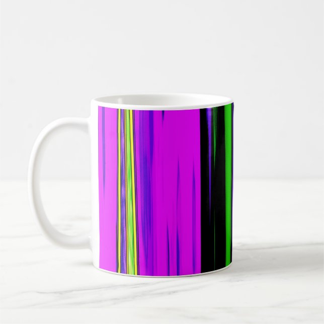 Caneca De Café Abstrato Mardi Gras Stripes (Esquerda)