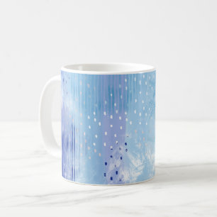 Caneca De Café Abstrato Mídia mista azul turquesa amarelo