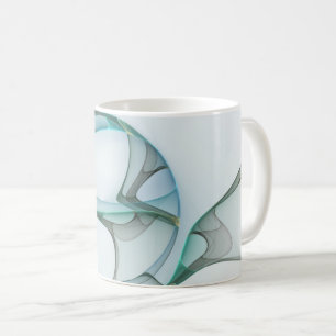 Caneca De Café Abstrato moderna Cinza azul-turquesa