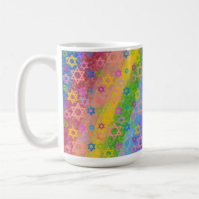 Caneca De Café Abstrato moderno Rainbow Star de David (Esquerda)