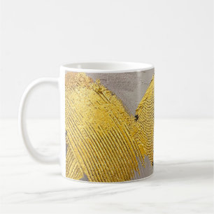 Caneca De Café Abstrato monocromático com pinceladas de ouro
