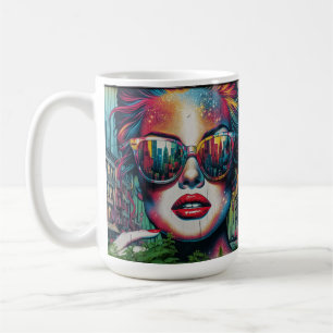 Caneca De Café Abstrato mulher em óculos escuros e arte