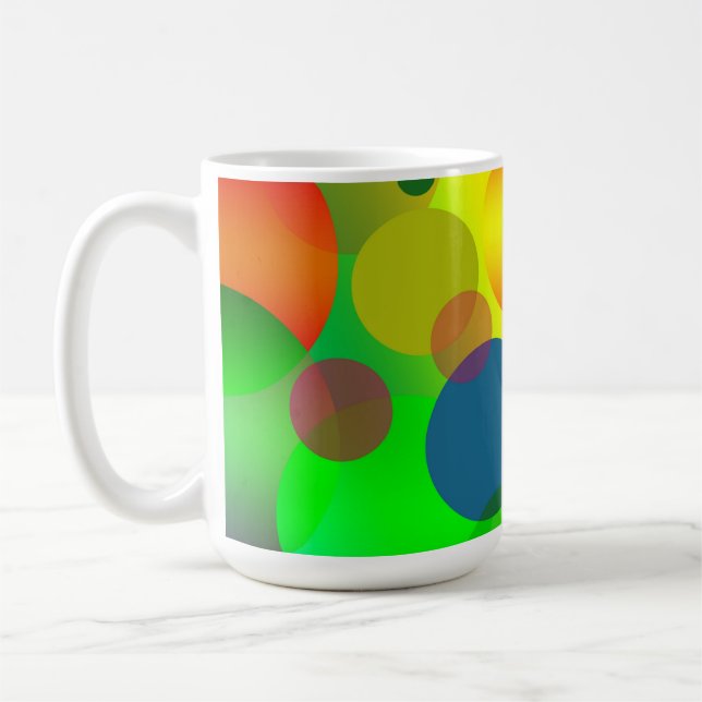 Caneca De Café Abstrato Multicolor Círculos Design (Esquerda)