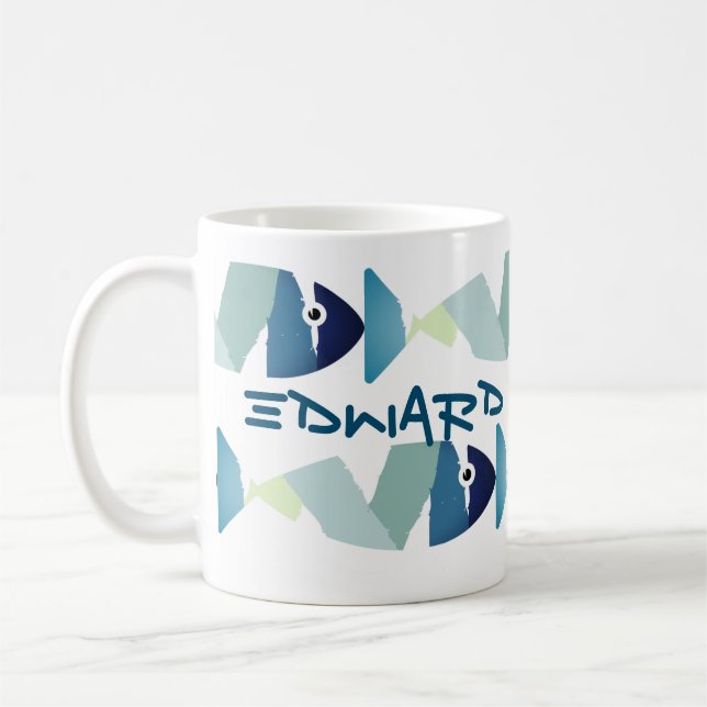 Caneca De Café Abstrato Natação Azul (Esquerda)