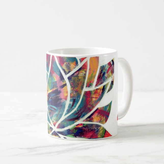 Caneca De Café Abstrato original de Flor de Lotus Oriental Enigmá (Frente Esquerda)